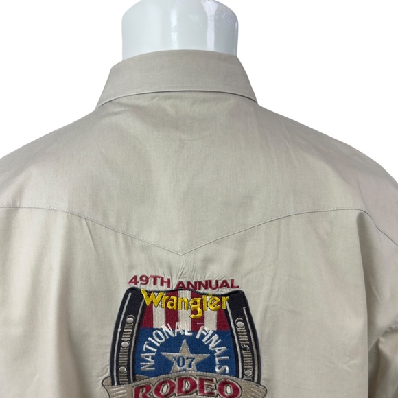 Wrangler 2007 National Finals Rodeo NFR Western Cowboy Shirt Mens 3XL Tan L/S - Picture 12 of 13